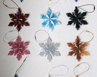Swiftie Inspired Glitter Resin Snowflake Ornaments, Set of 12, Handmade