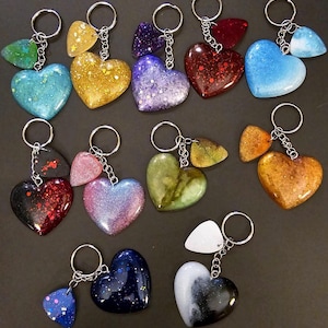 Swiftie Inspired Resin Heart Keychain/Bag Charm with Guitar Pick - Handmade OOAK image 1