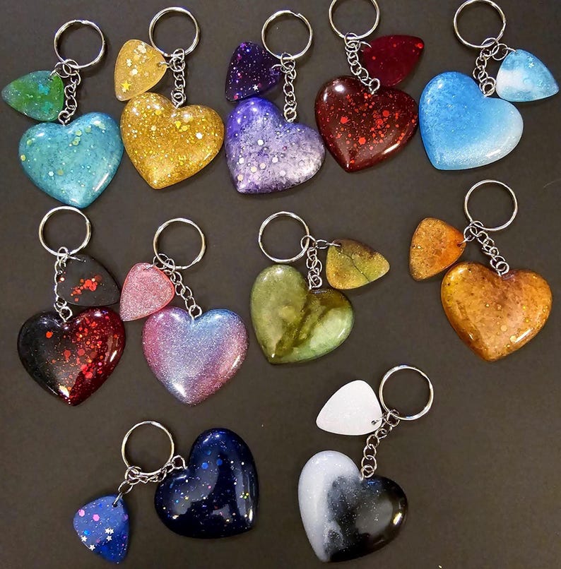 Swiftie Inspired Resin Heart Keychain/Bag Charm with Guitar Pick - Handmade OOAK image 1