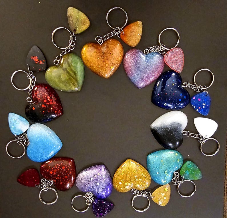 Swiftie Inspired Resin Heart Keychain/Bag Charm with Guitar Pick - Handmade OOAK image 3