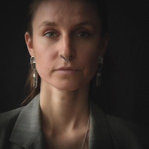 Quartz Obelisk Earring. Recycled Silver Crystal Earrings. Statement Dangle Earrings|  Handcrafted by UNAME Atelier Berlin