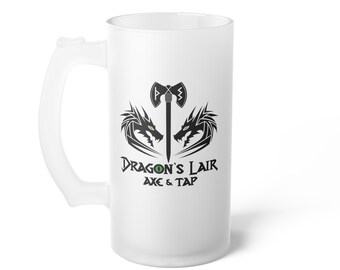 Dragon's Lair Dual sided logo Frosted Glass Beer Mug