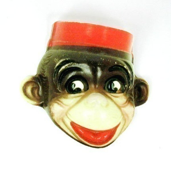 vintage toy monkey head fabric transfer patch
