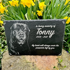 Personalized Pet Memorial Stone: Custom Laser Engraved Slate Headstone