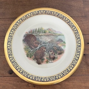 Lenox Boehm Woodland Wildlife Collection Plate &quot;Beavers&quot;