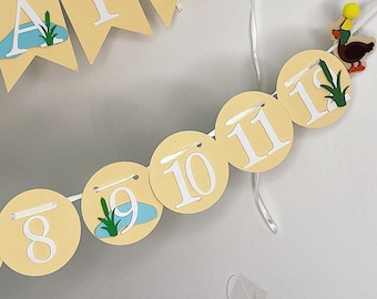 One Duck Party 12 Month Banner Baby Duck First Birthday Mallard Duck Milestone Banner Birthday Monthly Banner Duck Photo Banne