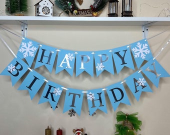Pancarta de Onederland de invierno, decoraciones de cumpleaños con copos de nieve, pancarta con nombre personalizado para el primer o segundo cumpleaños, letras azules, blancas y plateadas