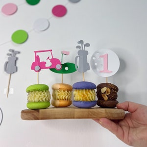 ピンクワンゴルフカップケーキトッパー、ホールインワン1歳の誕生日、ゴルフ誕生日の女の子、1歳の誕生日、ゴルフカート、ゴルフバッグ、ゴルフコース、ゴルフグリーン