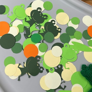 Confete de sapo, decoração de primeiro aniversário de sapo verde, aniversário de um menino verde, aniversário gêmeo, aniversário com tema de sapo, aniversário com almofadas de lírio