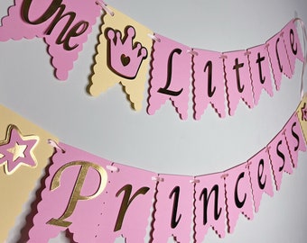 Princess Birthday Decorations. Princess Birthday Banner, Happy Birthday Banner, Custom Banner, Blush Rose Gold Party Decor, Little Princess