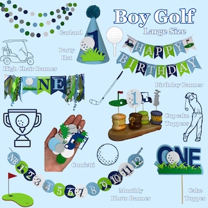 Decoraciones para el primer cumpleaños de Hole In One, kit para fiesta de cumpleaños de golf, paquete para el primer cumpleaños de niño con temática de golf, paquete para fiesta de Hole In One