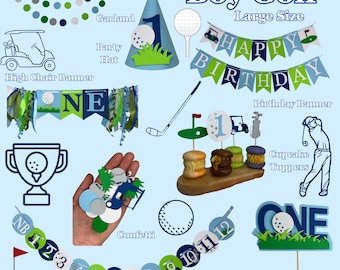 Decoraciones para el primer cumpleaños de Hole In One, kit para fiesta de cumpleaños de golf, paquete para el primer cumpleaños de niño con temática de golf, paquete para fiesta de Hole In One