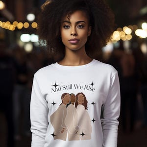 Women's T-Shirts [Out of Print] Maya Angelou / And Still I Rise V-Neck Tee (White) (Womens) L-1194_And-Still-I-Rise-Maya-