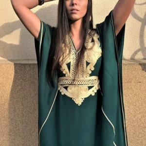 Gandoura aus Baumwolle, langes Kleid, marokkanischer Kaftan, Damenbekleidung Bild 5