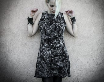 DIRTY - Black Sleeveless cotton Mini Dress, Empire Waist Short Dress, Grunge Dystopian, horror punk decay apparel