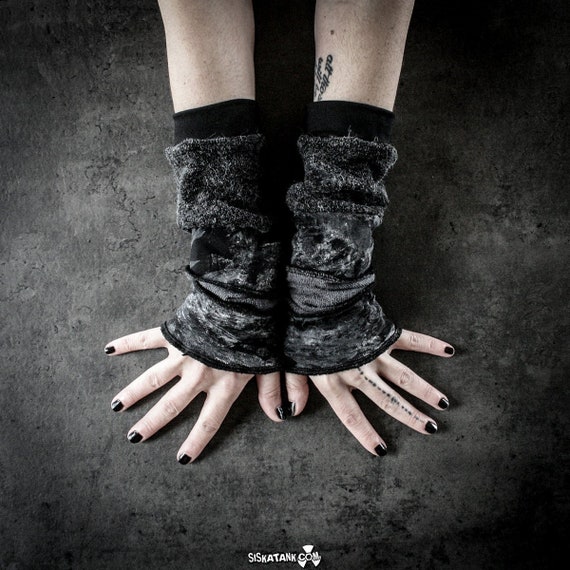 W40 Dirty Arm Warmers black and gray decay cuffs grunge | Etsy