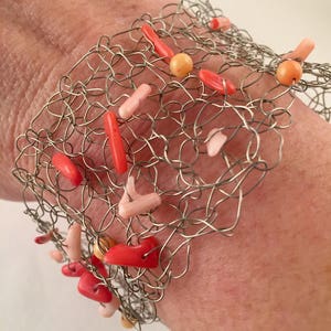 Hand crocheted beaded wire cuff bracelet image 4
