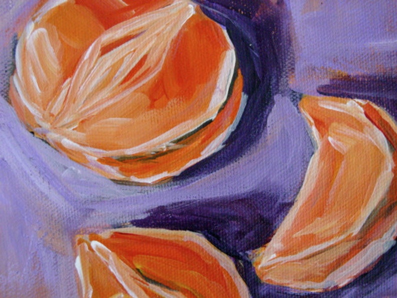 Oranges Still Life Original Painting Acrylic 6x6 Canvas home decor kitchen art image 1