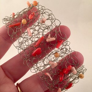 Hand crocheted beaded wire cuff bracelet image 5