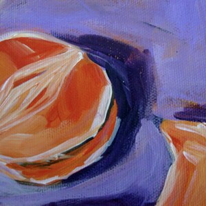 Oranges Still Life Original Painting Acrylic 6x6 Canvas home decor kitchen art image 3