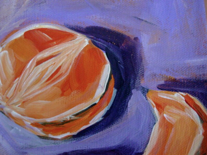 Oranges Still Life Original Painting Acrylic 6x6 Canvas home decor kitchen art image 3
