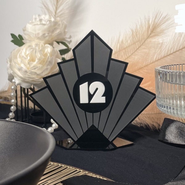 Geometric Fan - Art Deco Table Number | SVG DXF | Wedding Decor | Acrylic Laser Cut File | Wedding Table Number Template | Reception Table