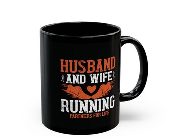 Husband and Wife Runner Couple Gift Idea. Husband And Wife Running, Partners For Life Mug.