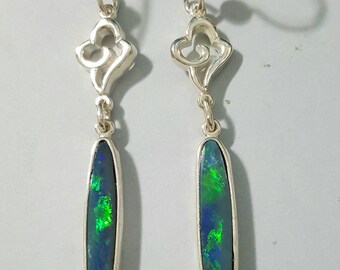 Australian opal earrings in Argentium 935 silver