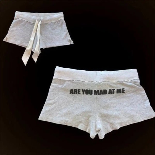 Are You Mad At Me Booty Shorts, Emo Girls Letter Print Vintage Women's Gothic Y2k Bottoms,Sports Shorts,Gym Shorts Funny Saying Shorts