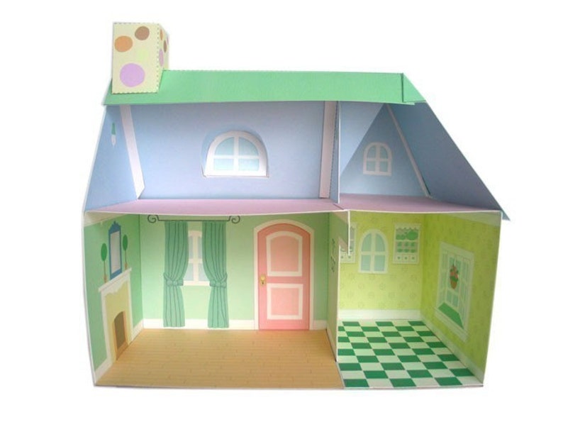 Download Pink Cottage Dollhouse Printable Paper Craft PDF | Etsy