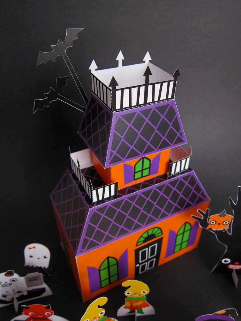 Halloween Haunted House Playset Printable Paper Craft PDF Etsy
