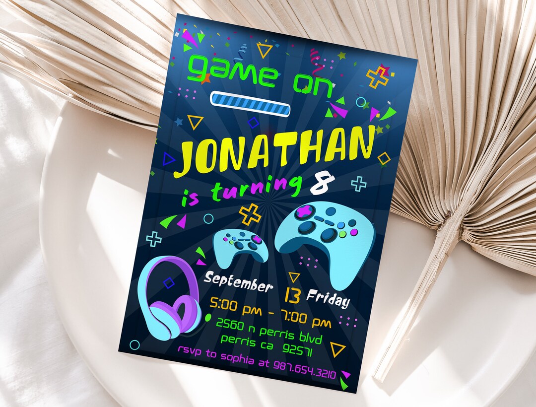 Editable Birthday Invitation, Printable Gamer Birthday Party ...
