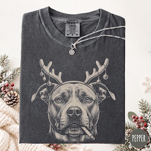 Funny Pitbull Christmas Shirt Comfort Colors