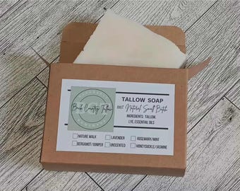 Pure Tallow Soap - natural cleansing moisturizing bar - sensitive skin