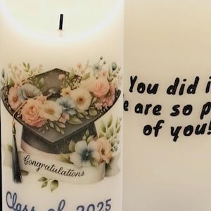Class of 2026 LED Candle: Graduation Cap Flameless Wax Pillar
