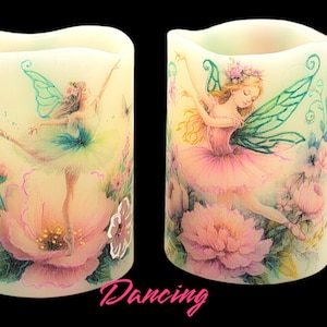 Flower Fairy LED Candle Set: Decoupage Flameless Candles with Timer