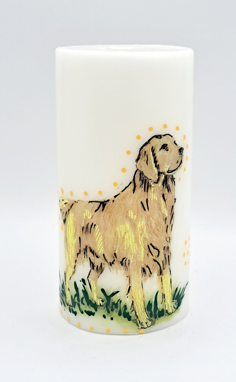 Dog Candle, Golden Retriever Candle/pillar Unscented, Decorated Candle