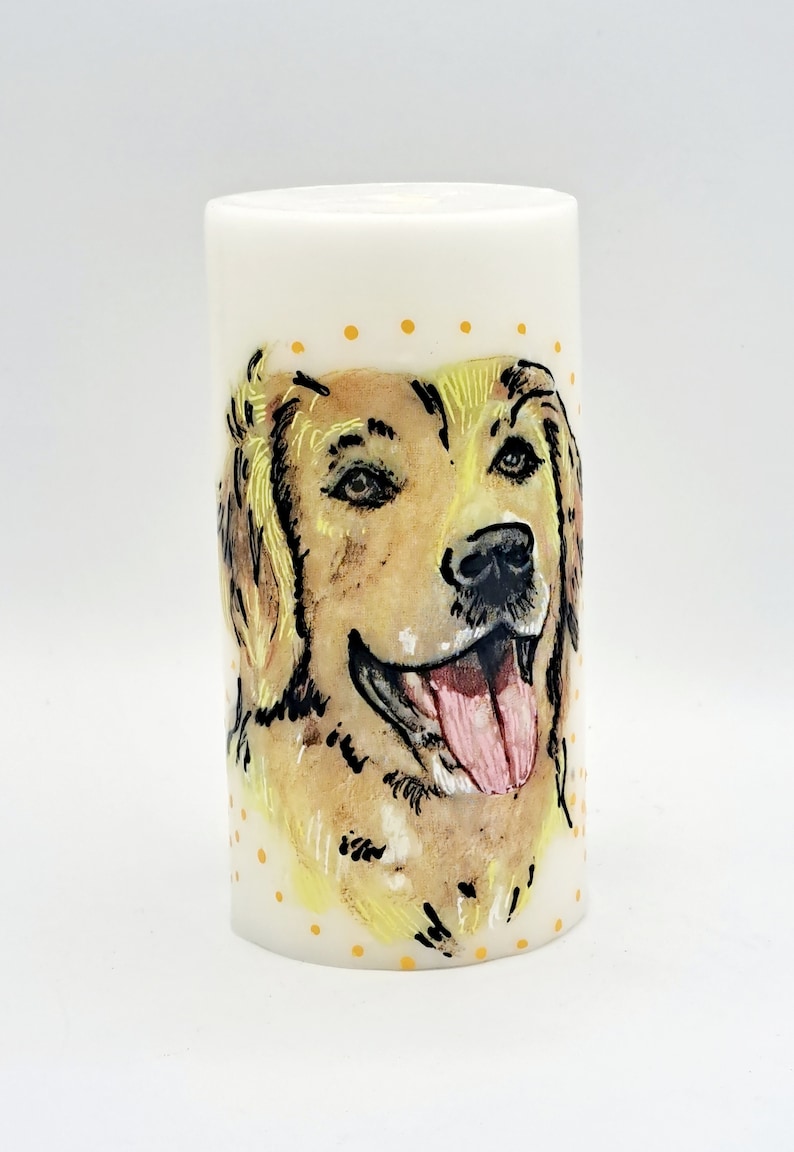 Dog Candle, Golden Retriever Candle/pillar Unscented, Decorated Candle