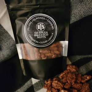 Cinnamon sugar pecans,almonds, cashews or a mix. 4oz bag.