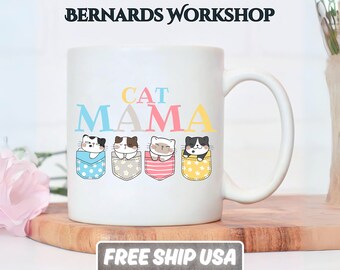 Cadeau pour maman chat, tasse pour thé/café, tasse à boire pour maman chat, cadeau mug 11 oz (0,33 l) pour propriétaire de chat, cadeau pour maman chat