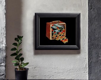 Originales Kunststück | Handgeschnittene Surreale Collage | "Hochwasser"