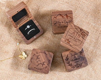 Custom Wedding Ring Box,Personalized Engraved Engagement Ring Box,Wood Ring Box,Ring Bearer Ring Box,Anniversary Gift,Proposal Ring Box