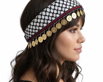 Keffiyeh Headband with Coins