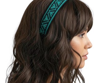 Traditional Teal Tatreez Headband