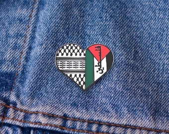 Palestine Keffiyeh Heart Enamel Pin