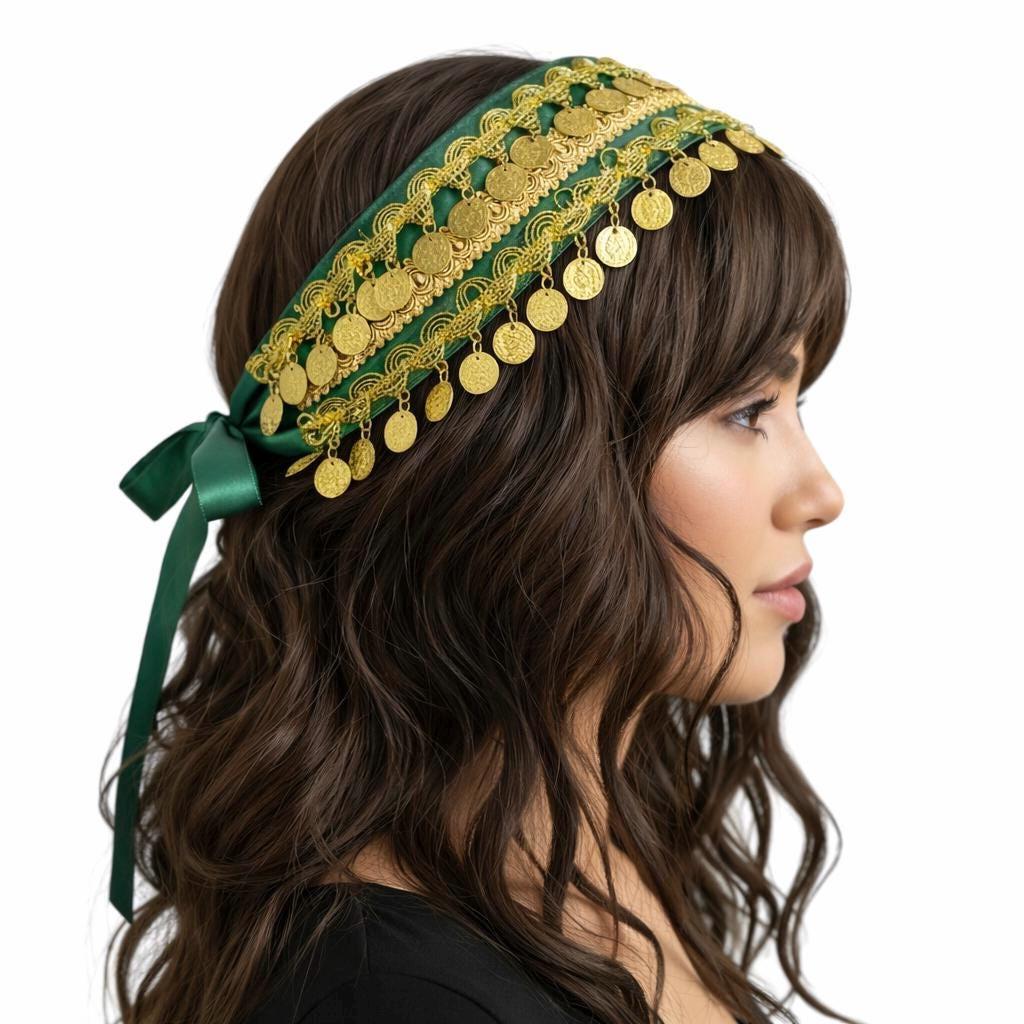 Emerald and Gold Head Piece - Etsy display picture 3