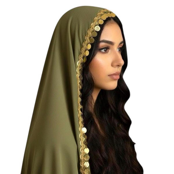 Cultural Bridal Tarha/Veil with Coins | great for Hennas, Weddings, Parties..
