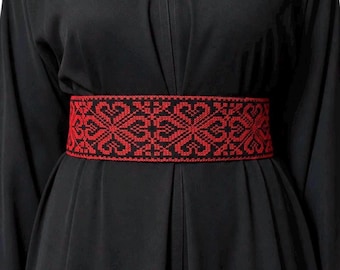 Red Palestinian Tatreez Belt