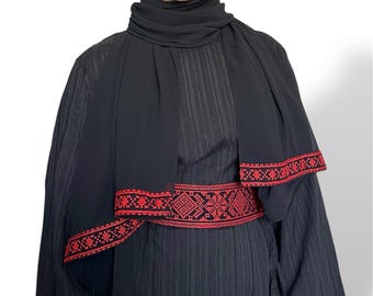 Red Tatreez Hijab Scarf