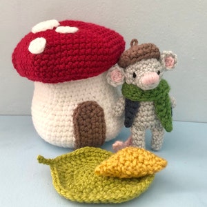 Amigurumi Crochet Mouse with a Mushroom House Pattern Set Digital Download